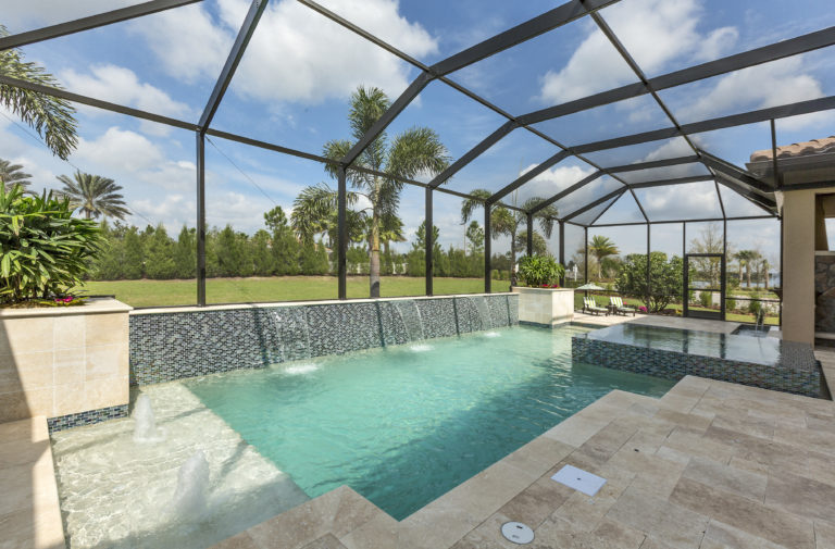 Pool with sun shelf
